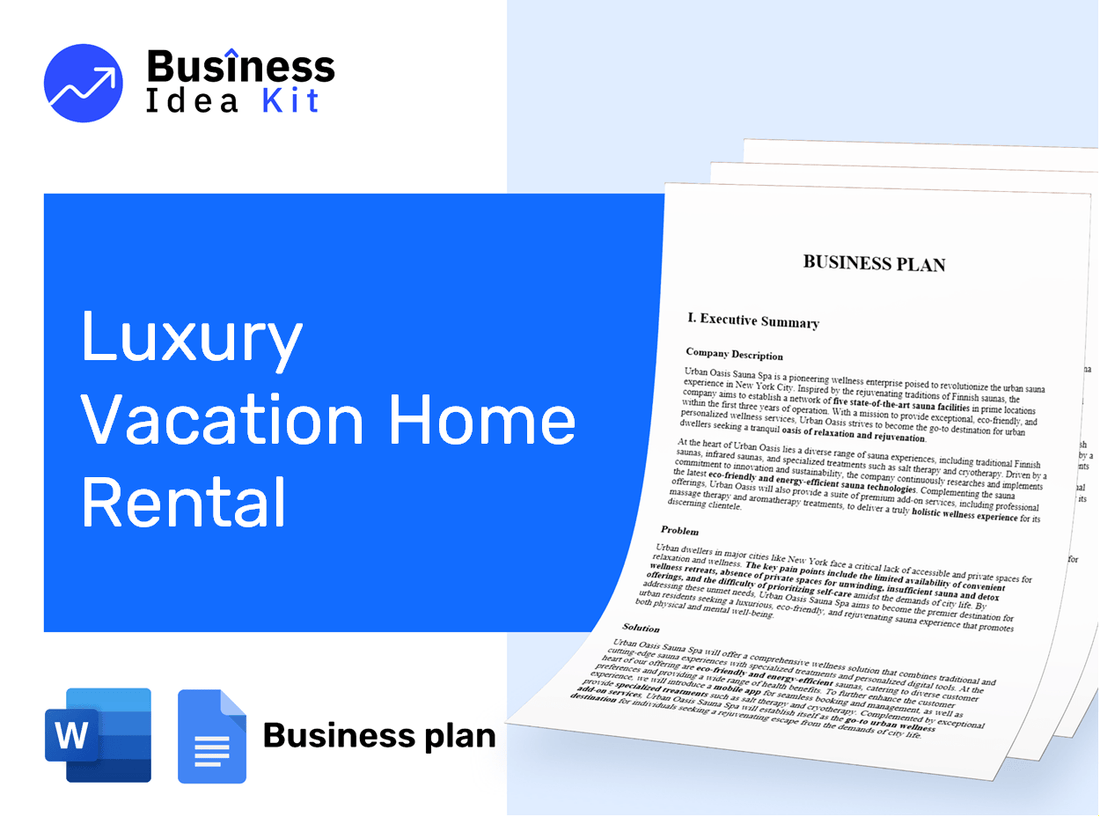 Luxury Vacation Home Rental Business Plan Example