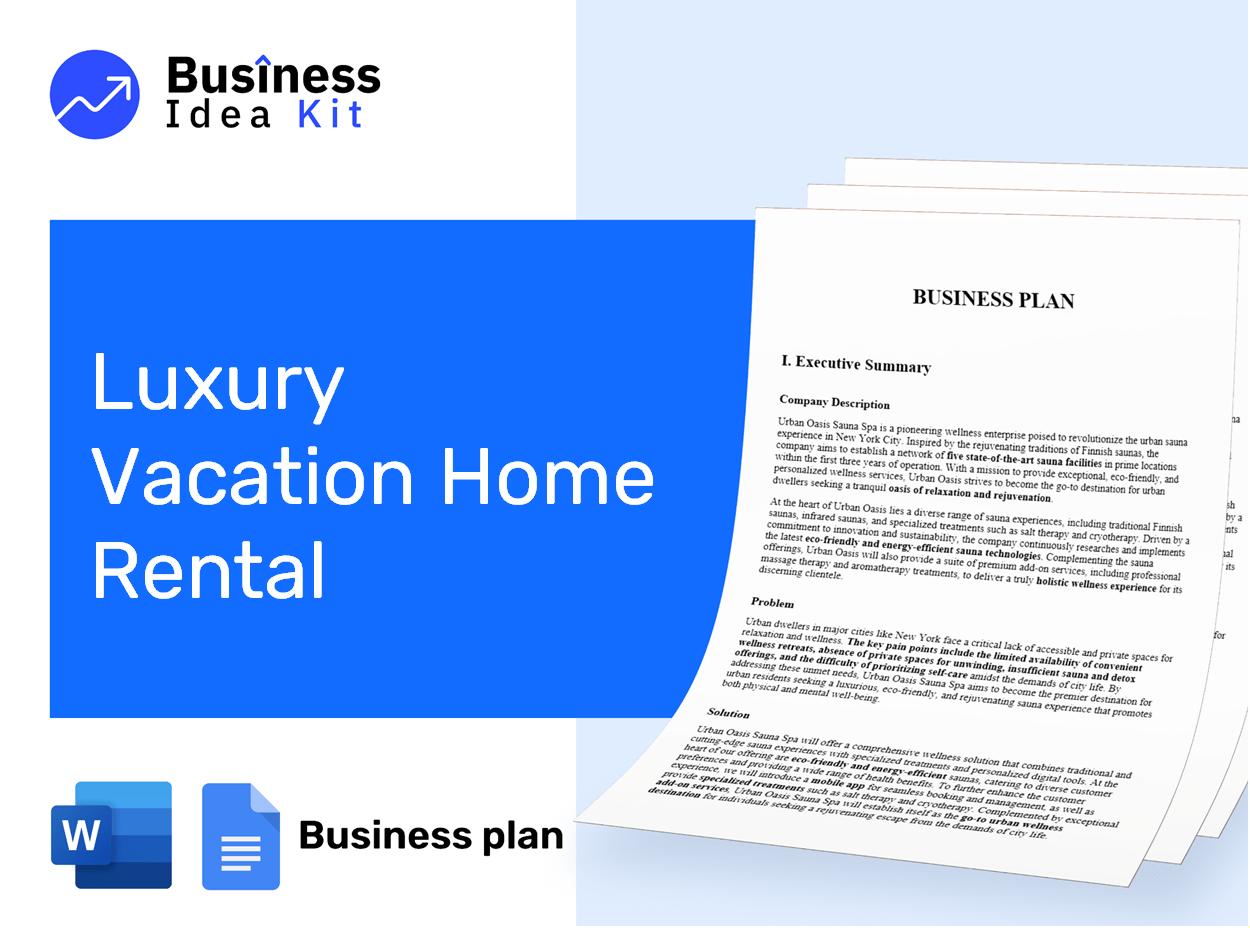 Luxury Vacation Home Rental Business Plan Example
