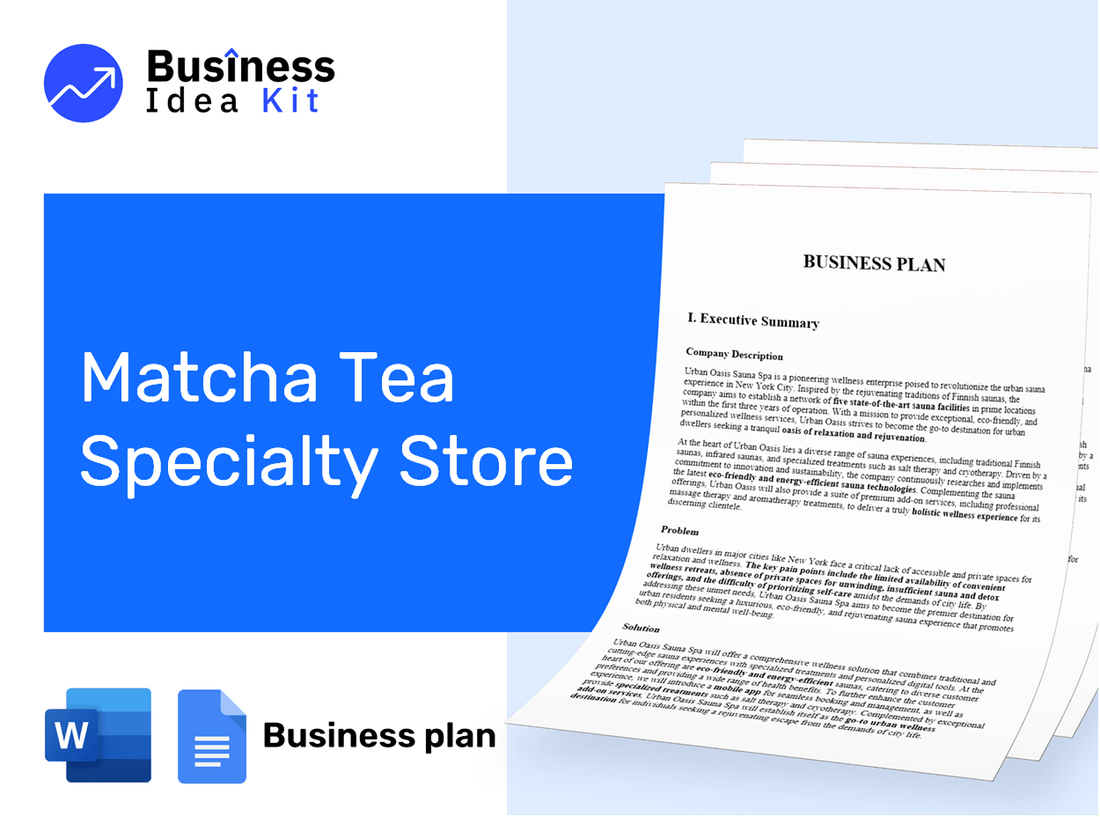 Matcha Tea Specialty Store Business Plan Example