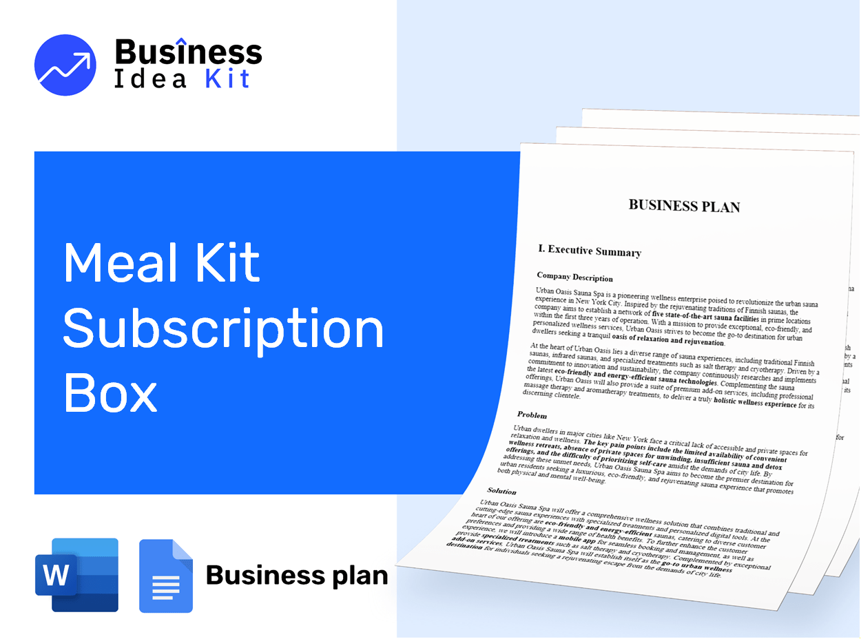 Meal Kit Subscription Box Business Plan Example