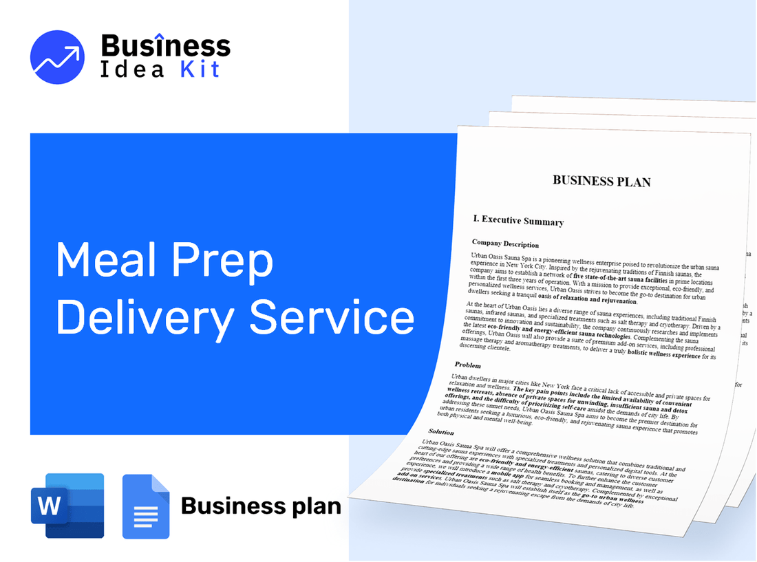 Meal Prep Delivery Service Business Plan Example