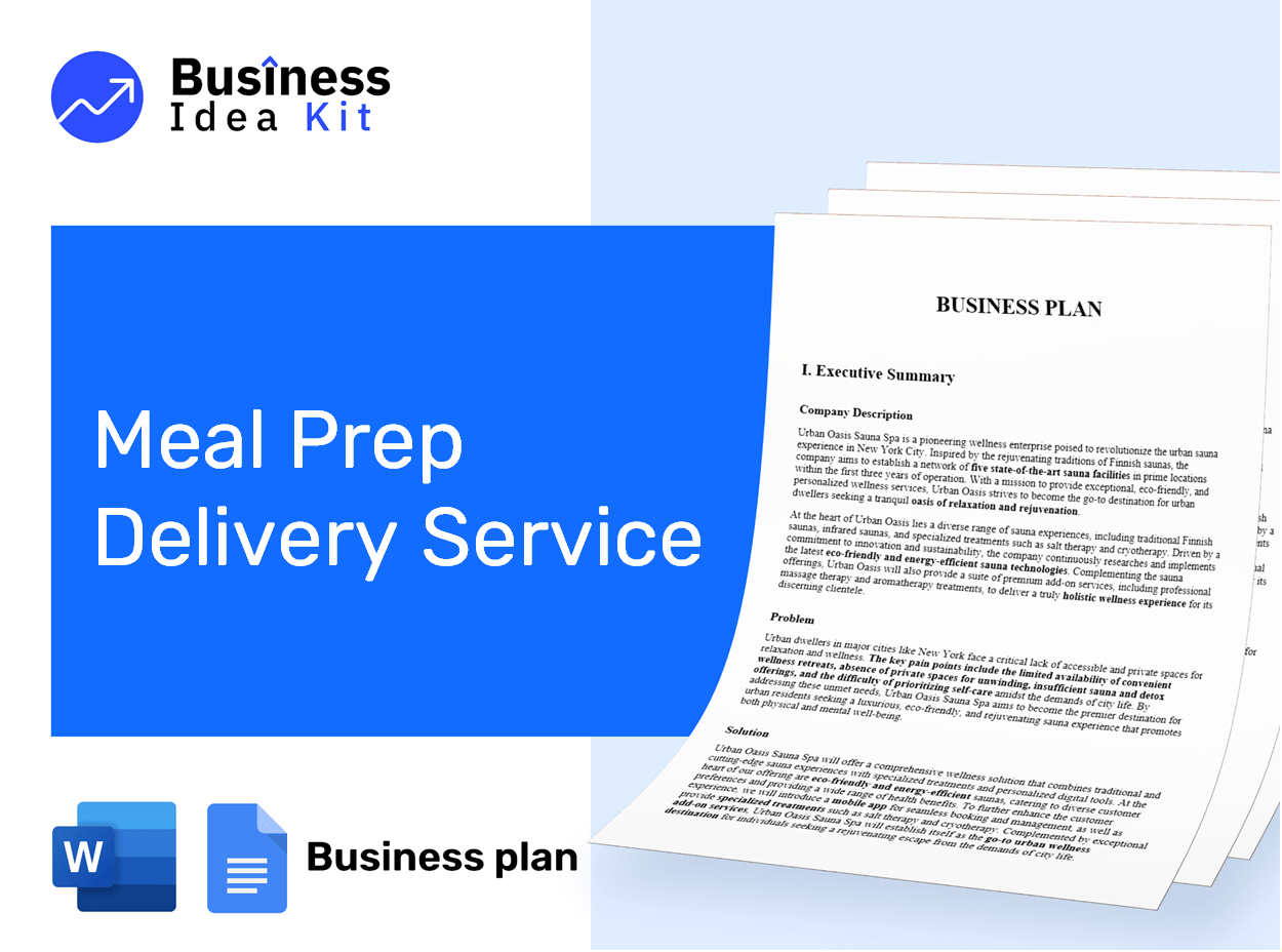 Meal Prep Delivery Service Business Plan Example