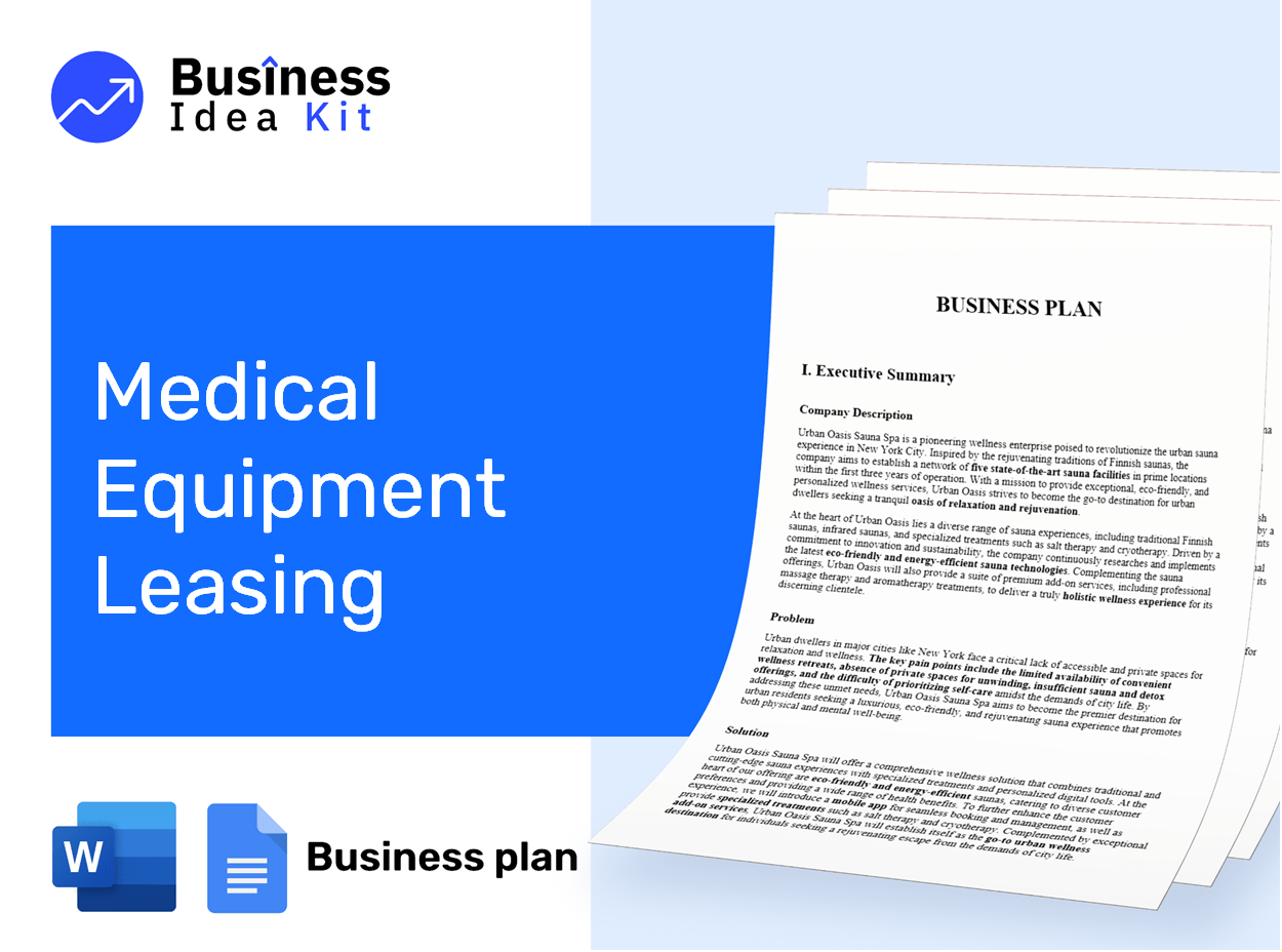 Medical Equipment Leasing Business Plan Example