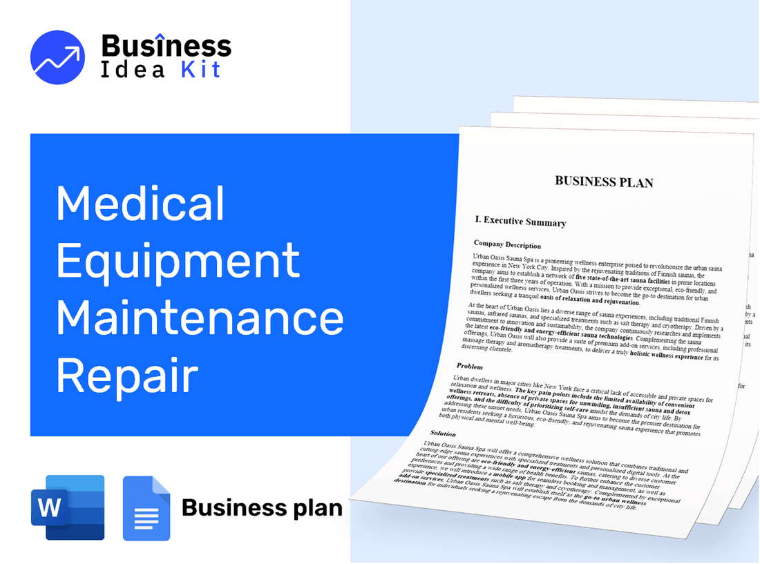 Medical Equipment Maintenance Repair Business Plan Example