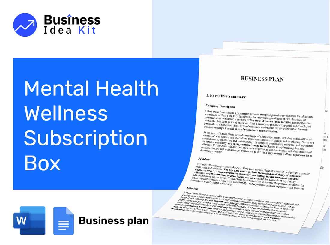 Mental Health Wellness Subscription Box Business Plan Example