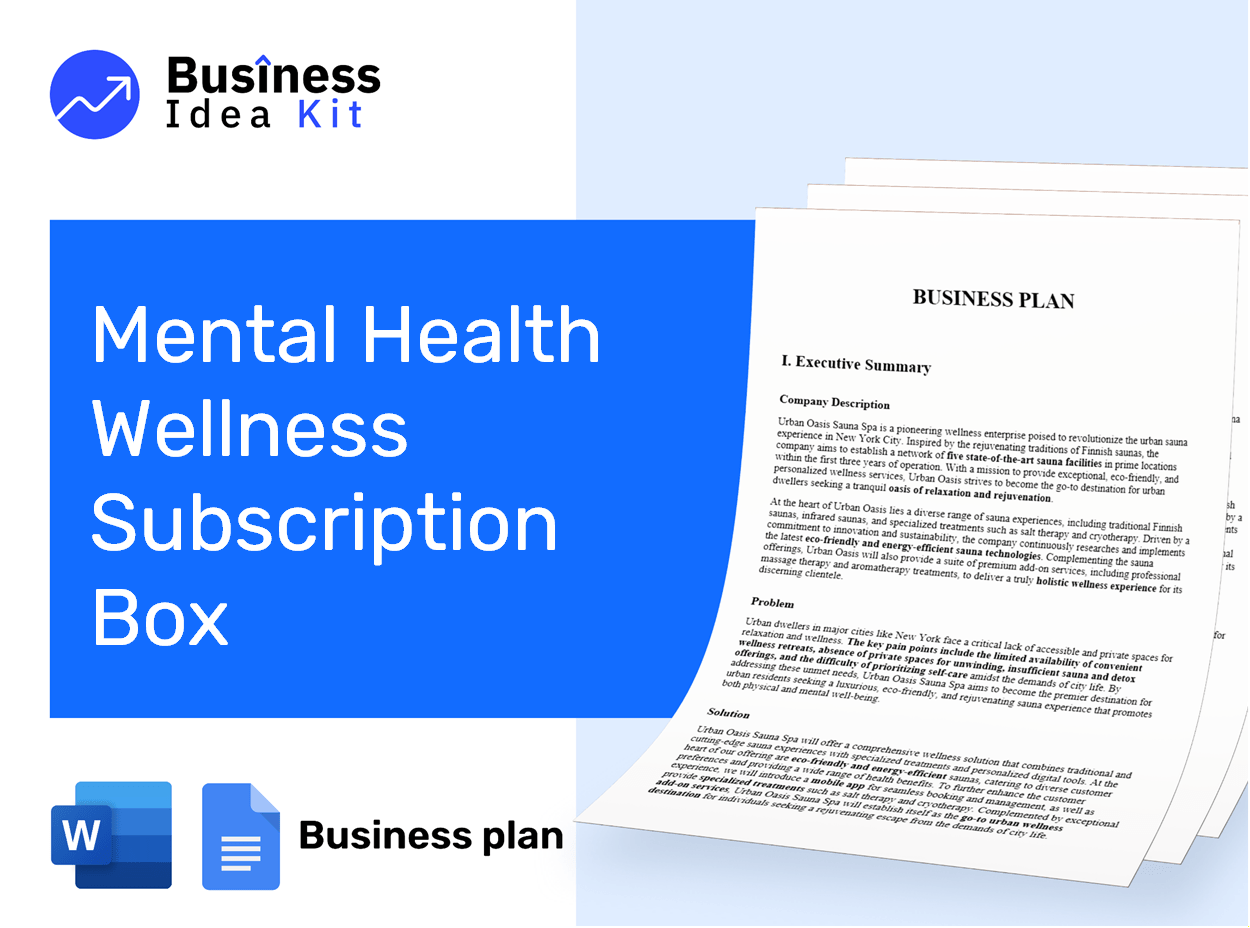 Mental Health Wellness Subscription Box Business Plan Example