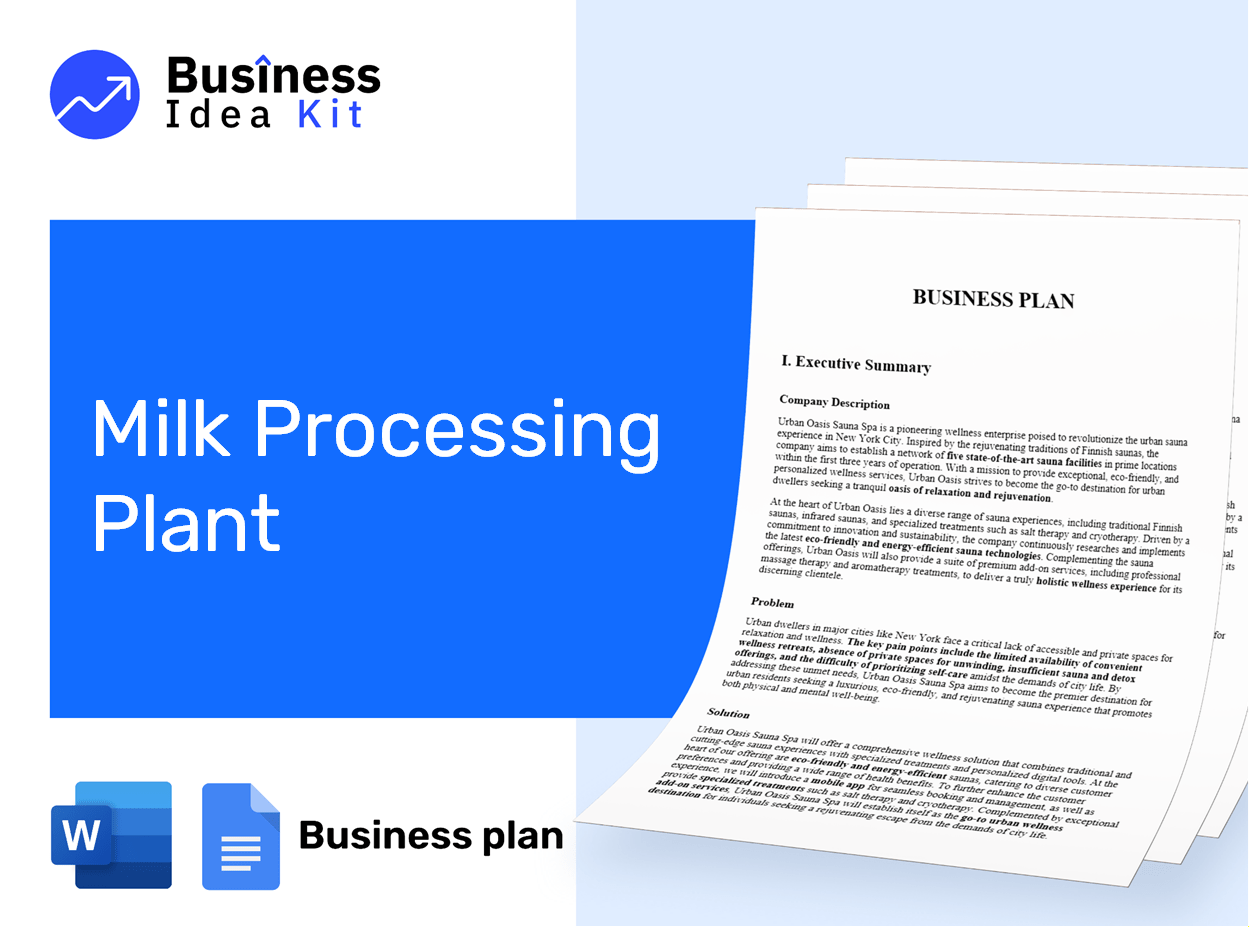 Milk Processing Plant Business Plan Example