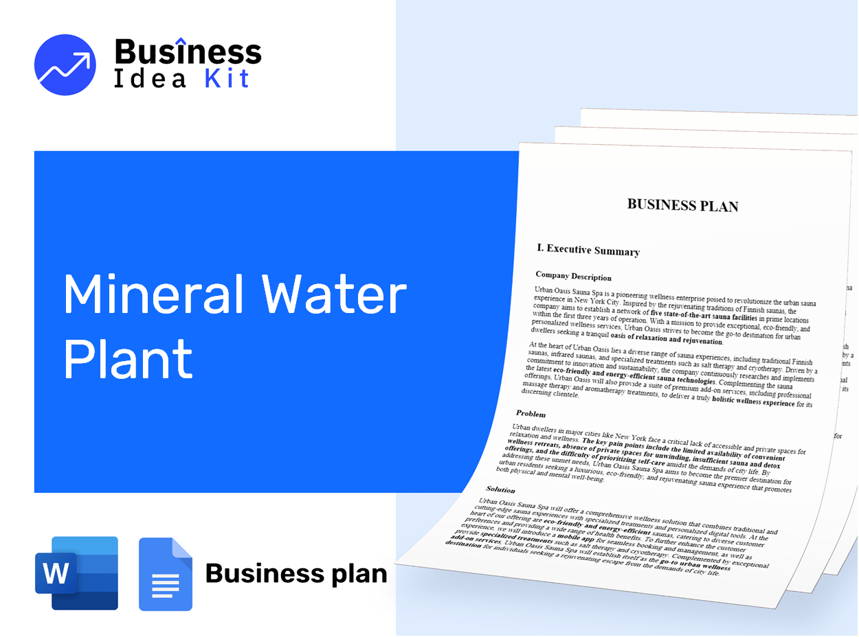 Mineral Water Plant Business Plan Example