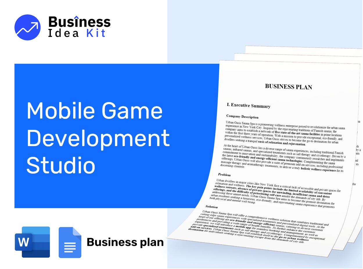 Mobile Game Development Studio Business Plan Example