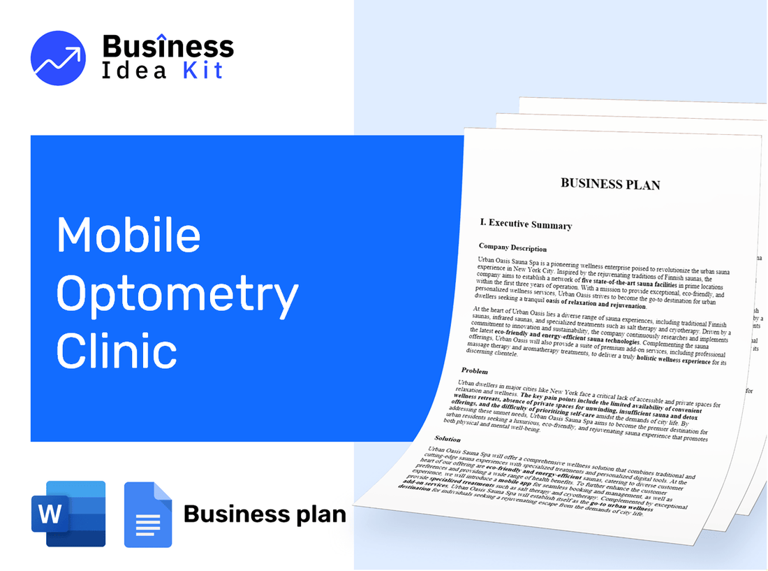 Mobile Optometry Clinic Business Plan Example
