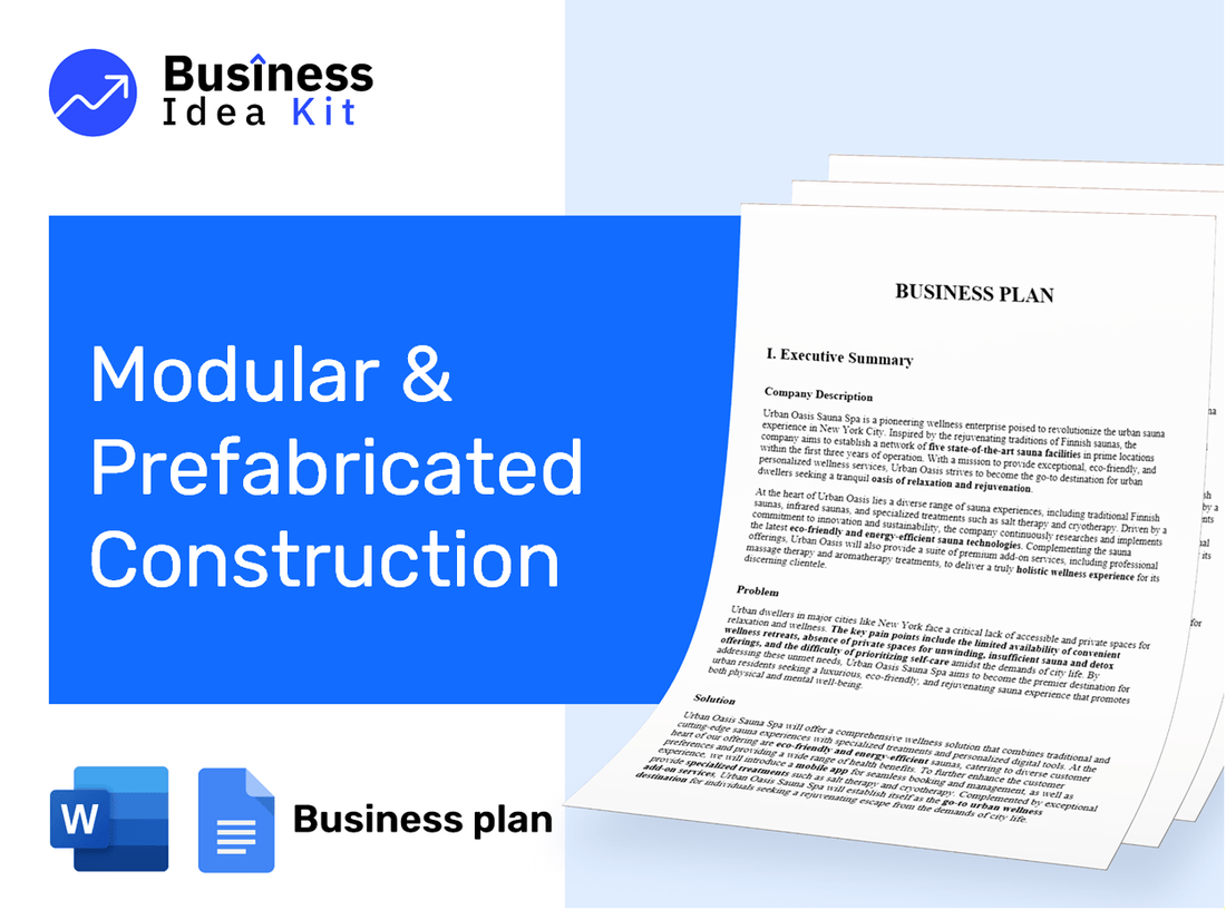 Modular And Prefabricated Construction Business Plan Example
