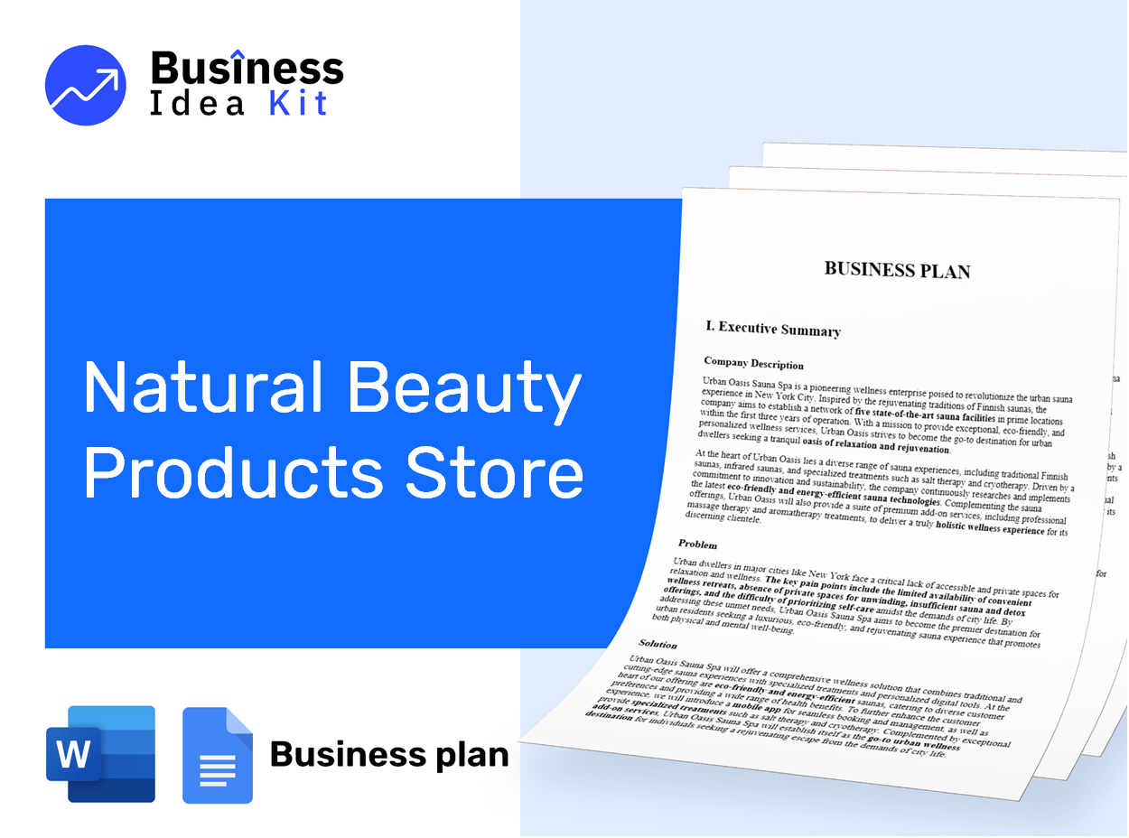 Natural Beauty Products Store Business Plan Example