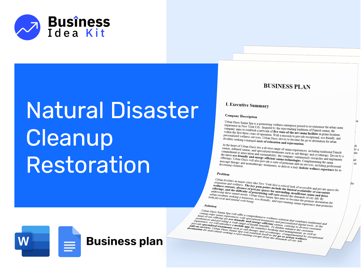 Natural Disaster Cleanup Restoration Business Plan Example