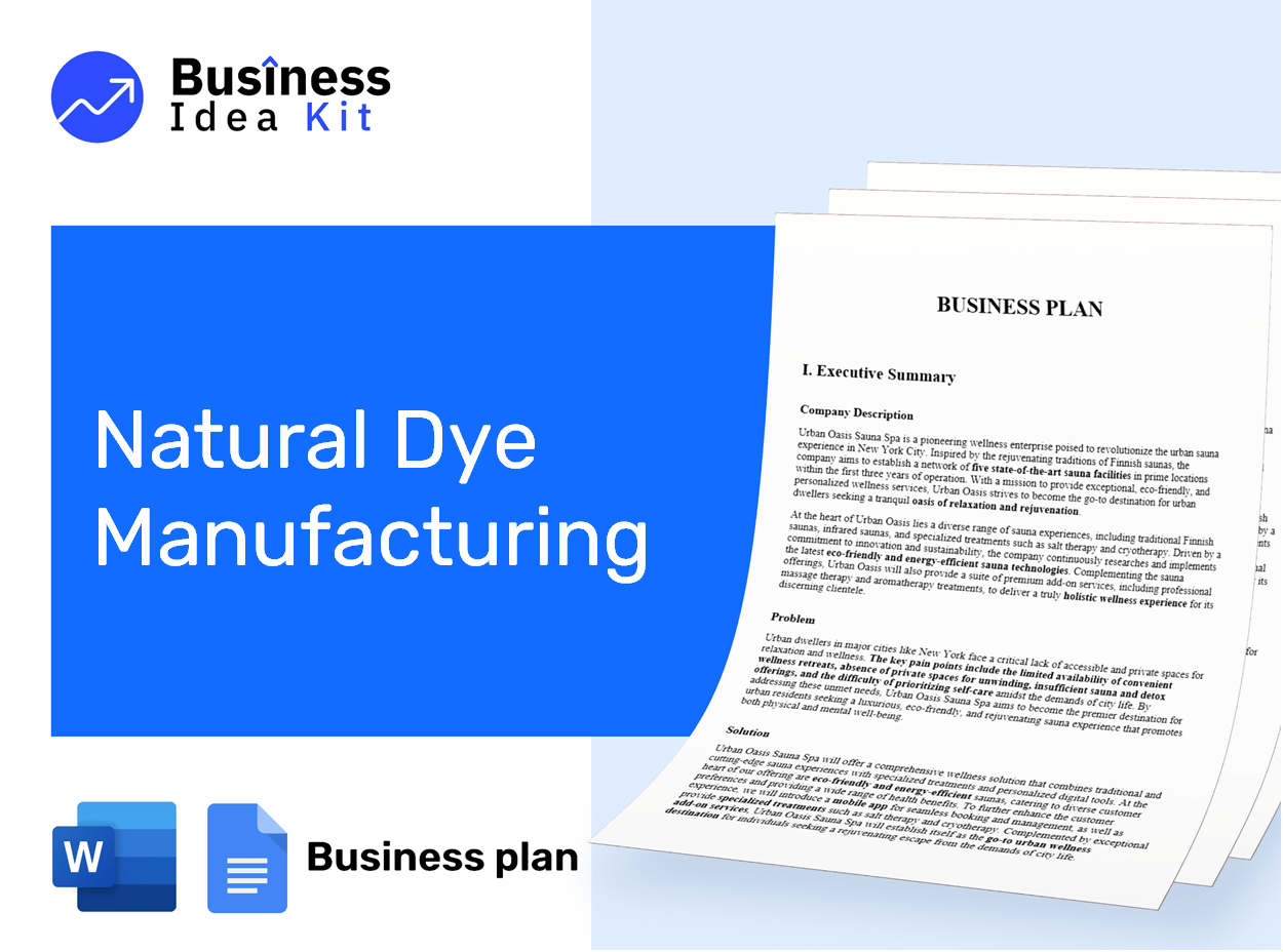 Natural Dye Manufacturing Business Plan Example