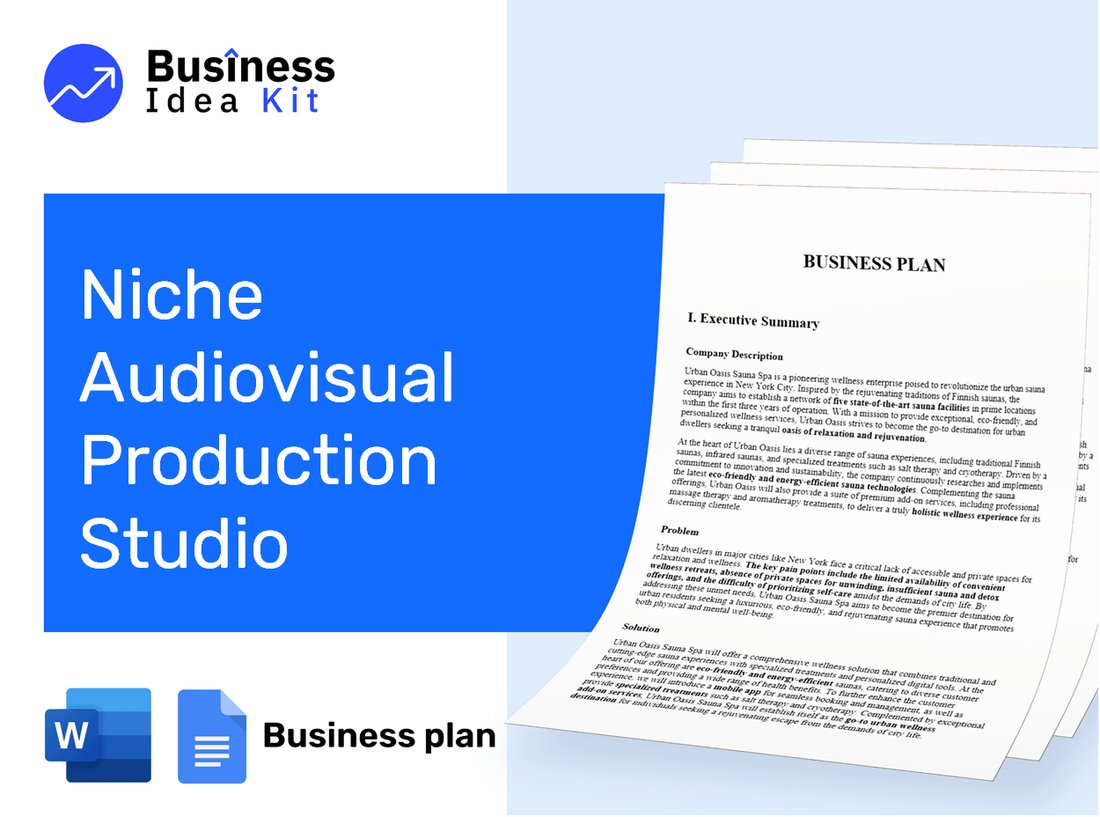 Niche Audiovisual Production Studio Business Plan Example