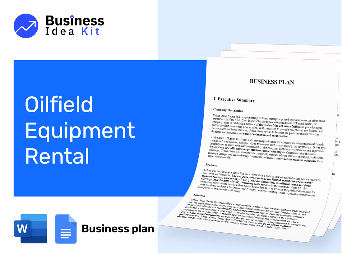 Oilfield Equipment Rental Business Plan Example