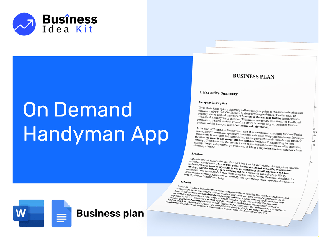 On Demand Handyman App Business Plan Example