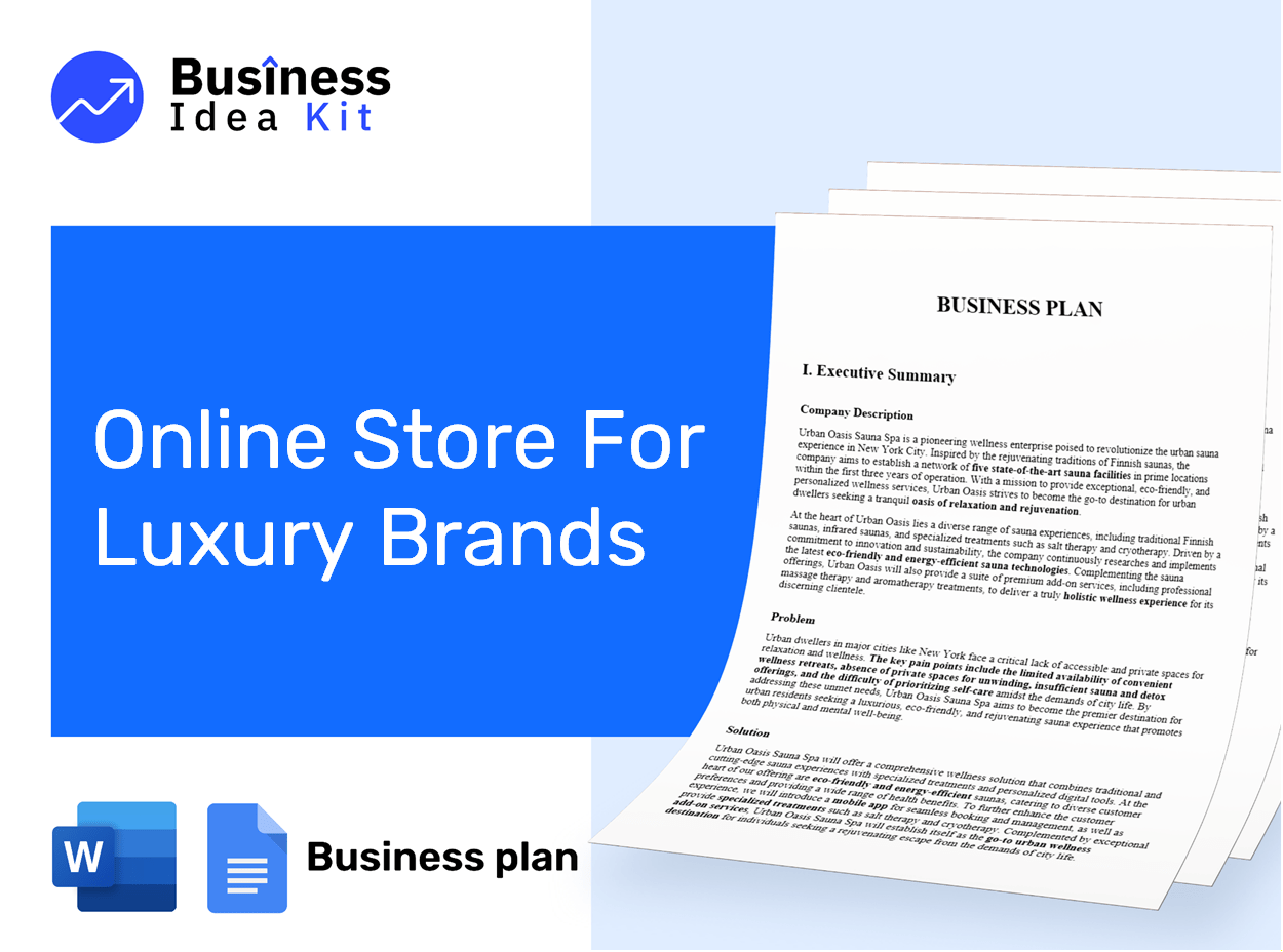 Online Store For Luxury Brands Business Plan Example
