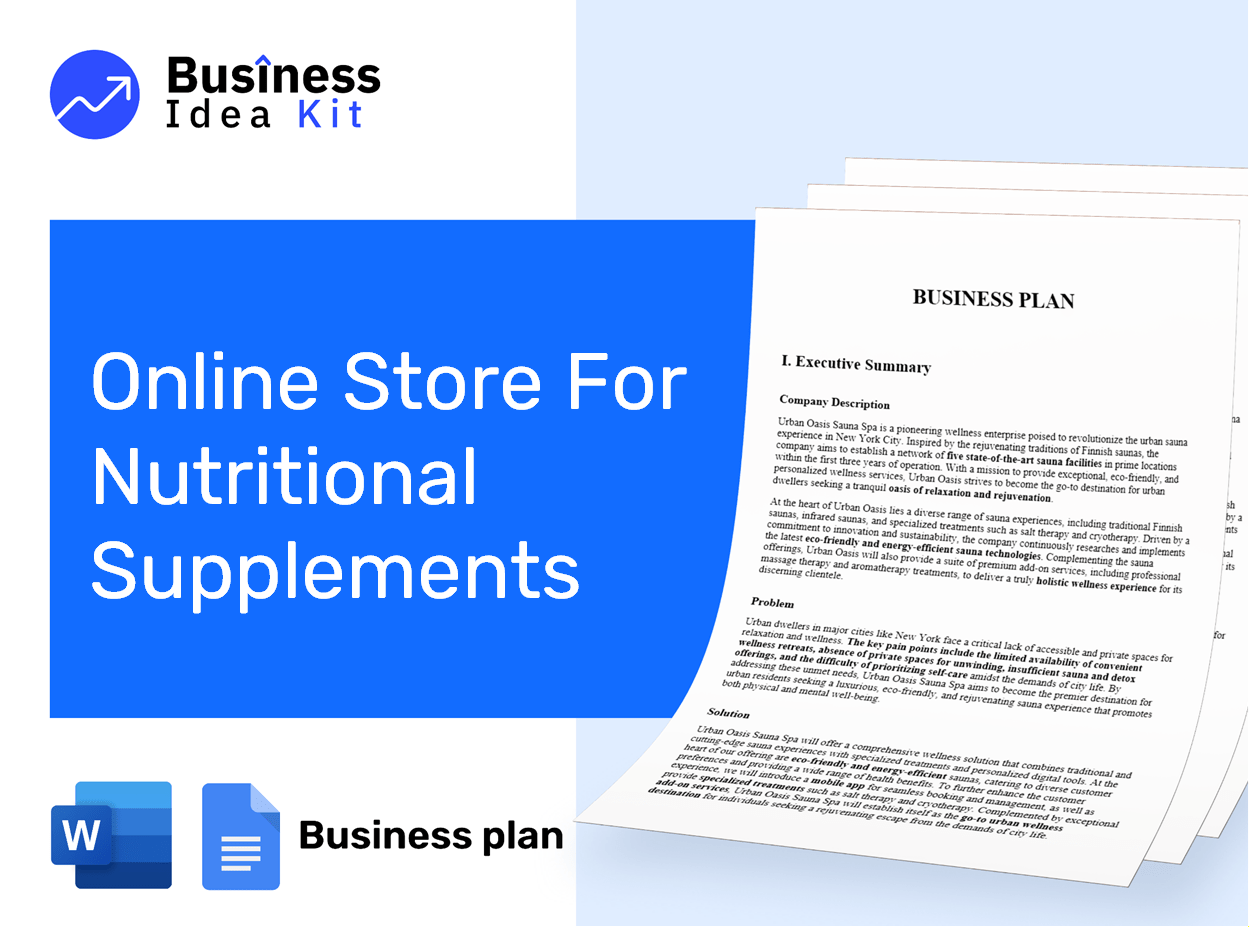 Online Store For Nutritional Supplements Business Plan Example