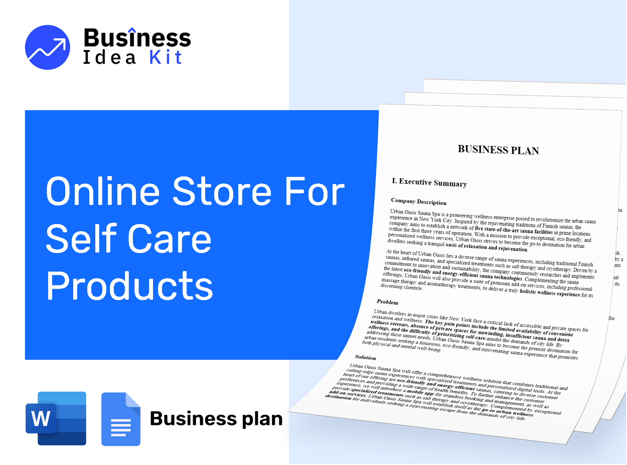 Online Store For Self Care Products Business Plan Example