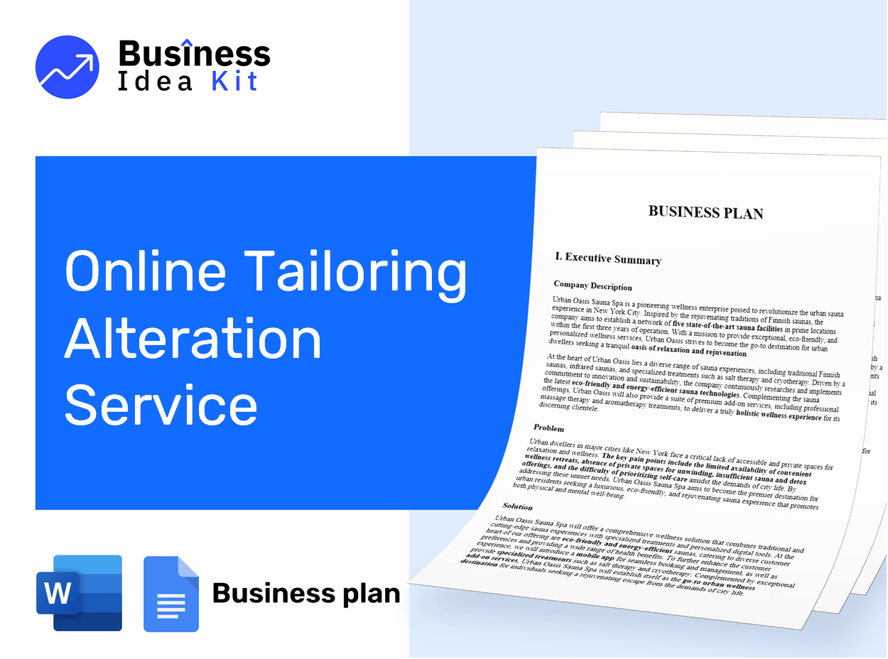 Online Tailoring Alteration Service Business Plan Example