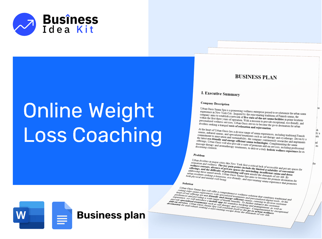 Online Weight Loss Coaching Business Plan Example