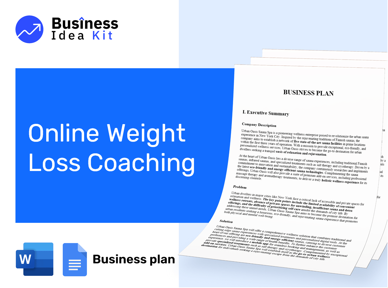 Online Weight Loss Coaching Business Plan Example