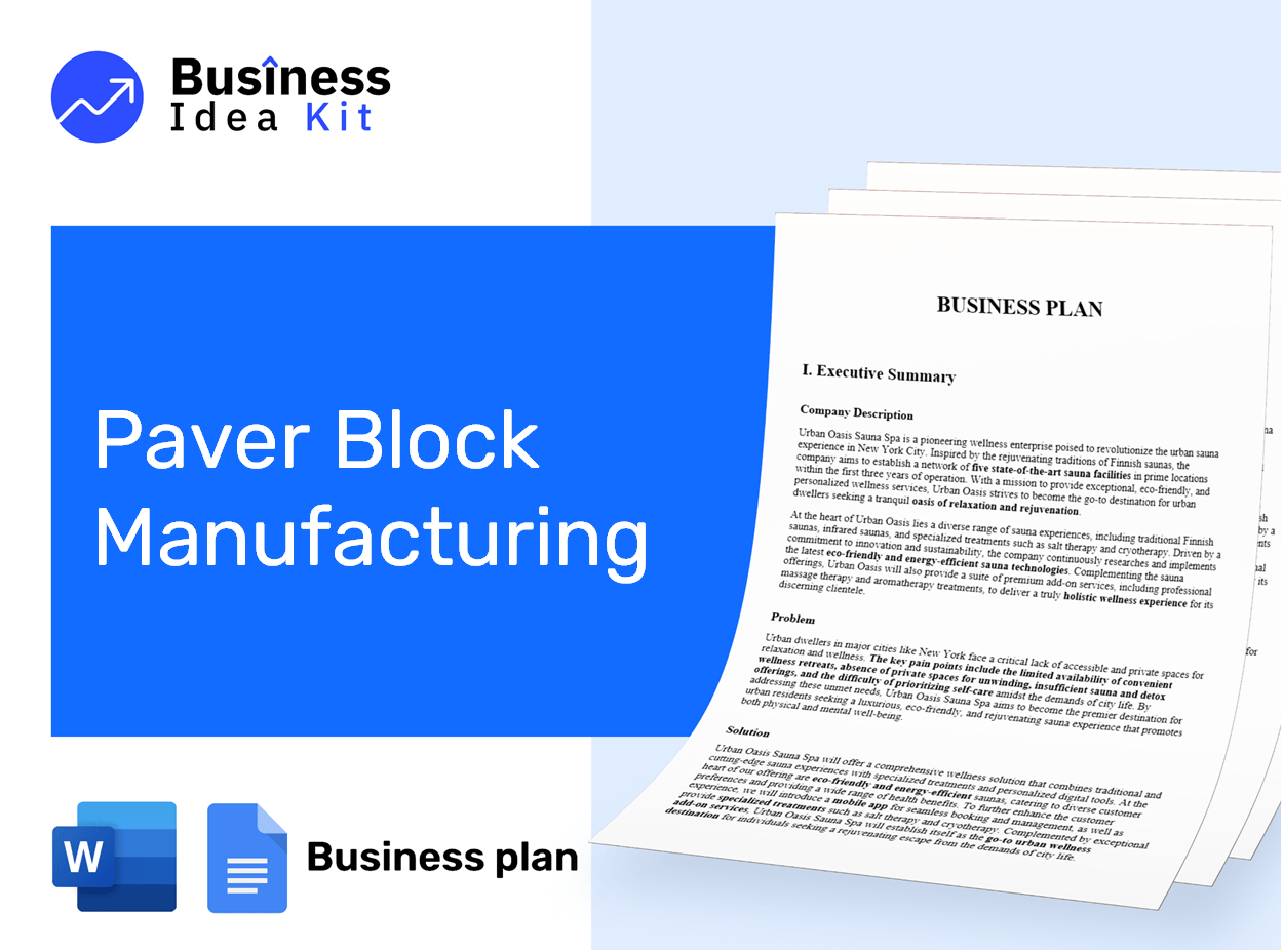 Paver Block Manufacturing Business Plan Example