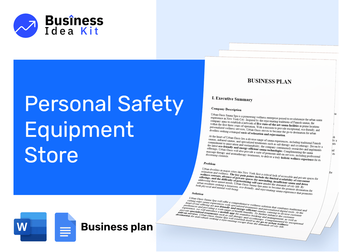 Personal Safety Equipment Store Business Plan Example