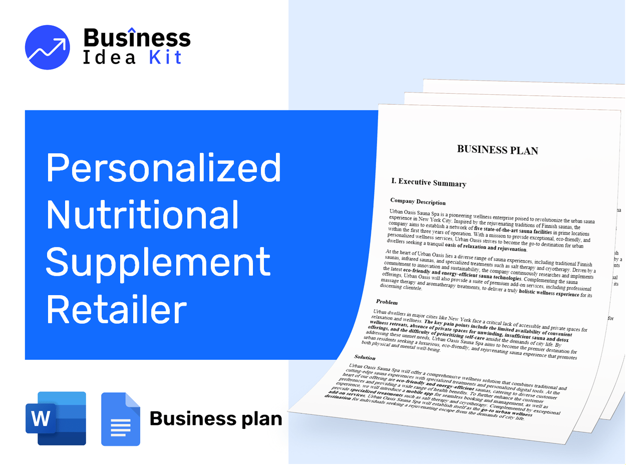 Personalized Nutritional Supplement Retailer Business Plan Example