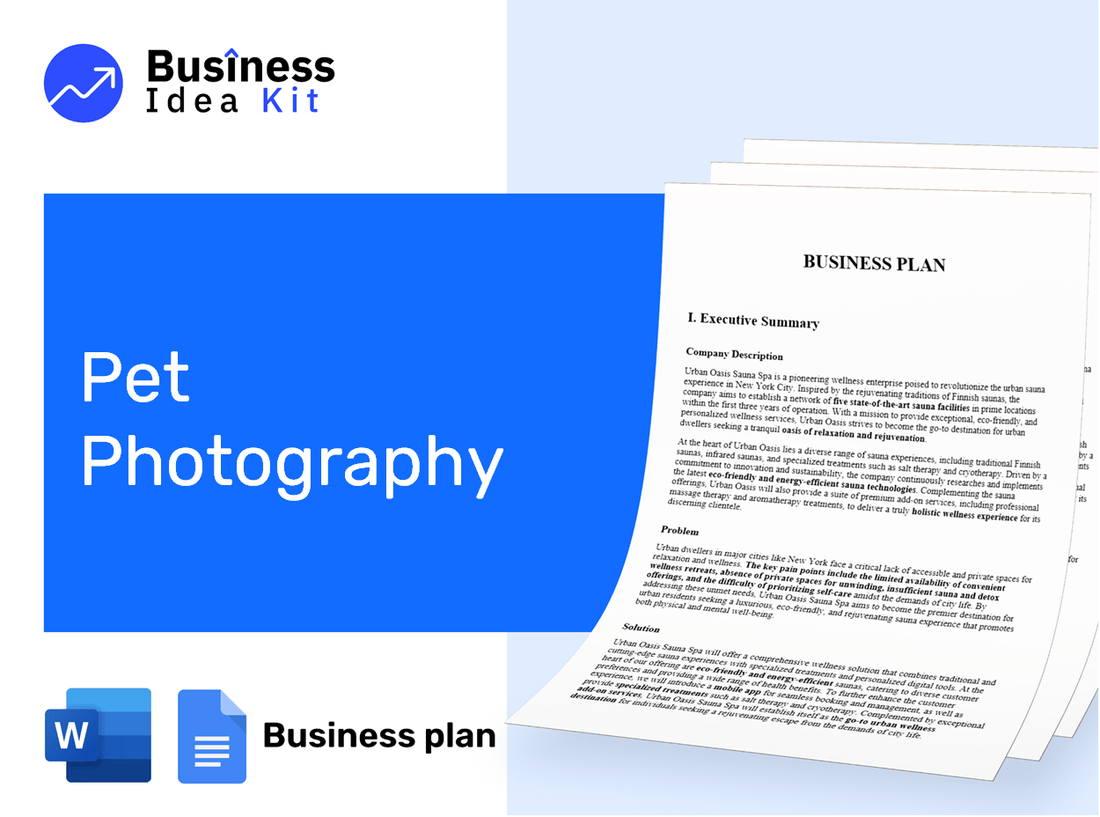 Pet Photography Business Plan Example