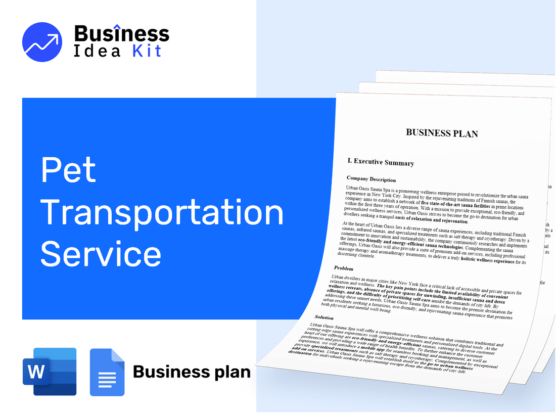 Pet Transportation Service Business Plan Example
