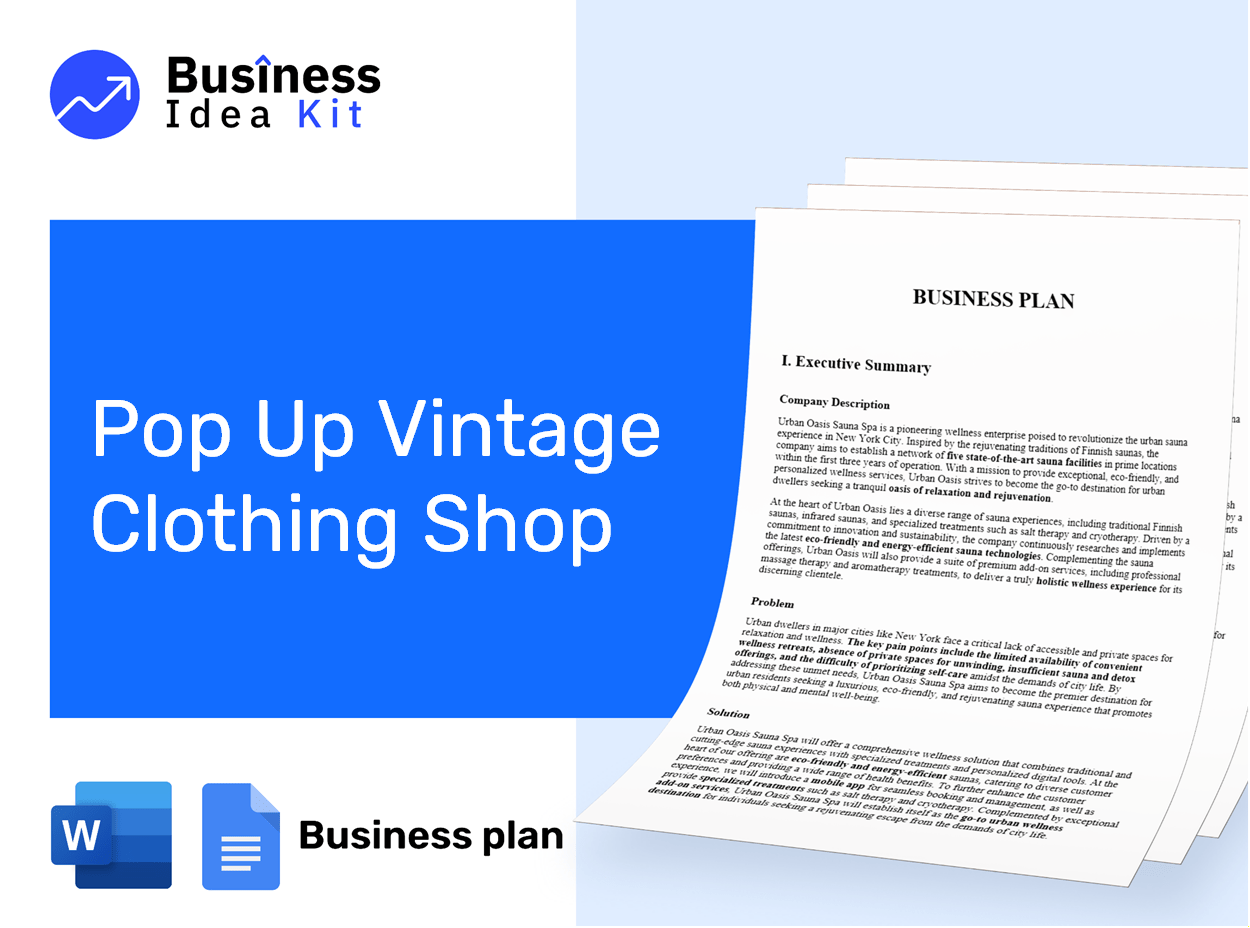 Pop Up Vintage Clothing Shop Business Plan Example