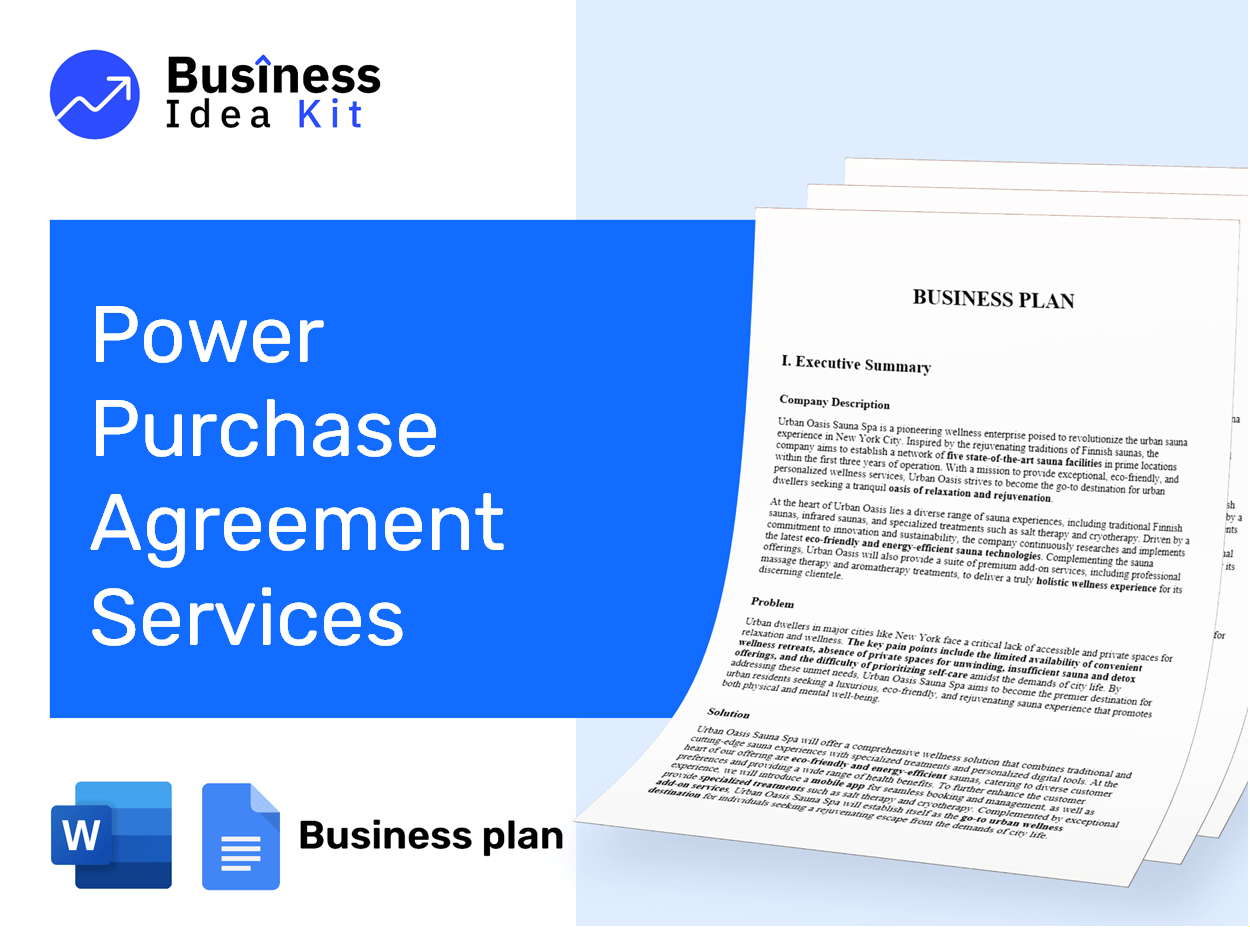 Power Purchase Agreement Services Business Plan Example