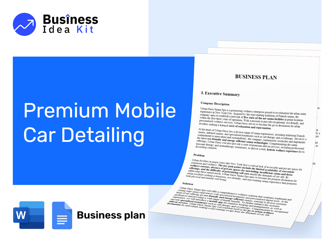 Premium Mobile Car Detailing Business Plan Example