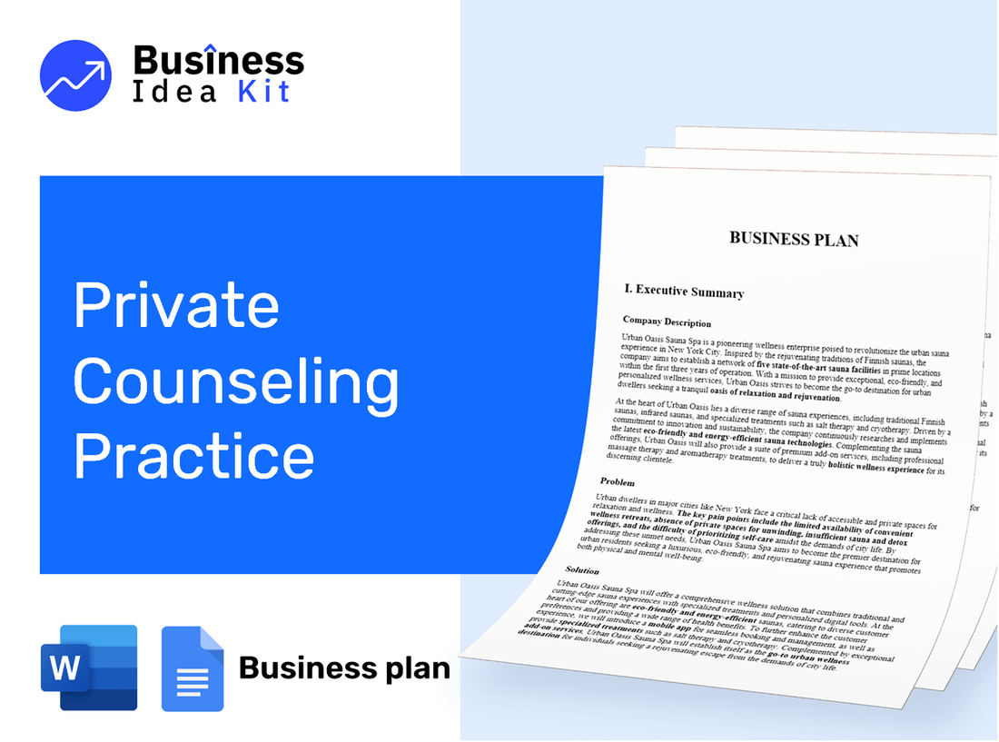 Private Counseling Practice Business Plan Example