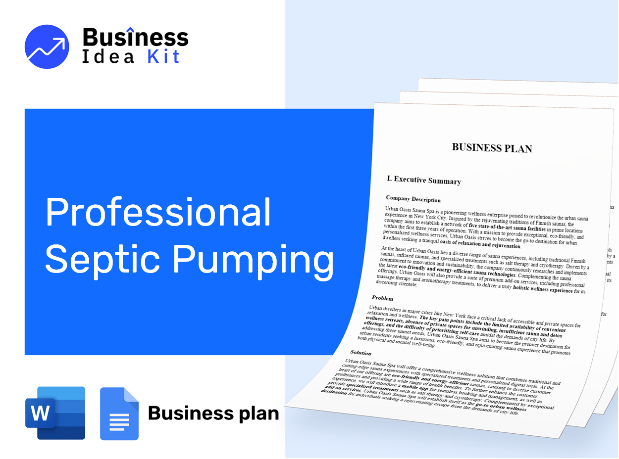 Professional Septic Pumping Business Plan Example