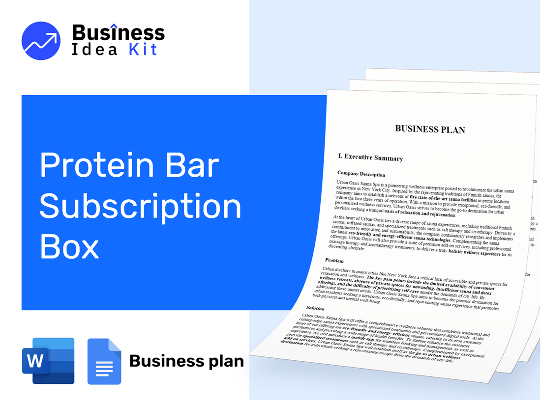 Protein Bar Subscription Box Business Plan Example