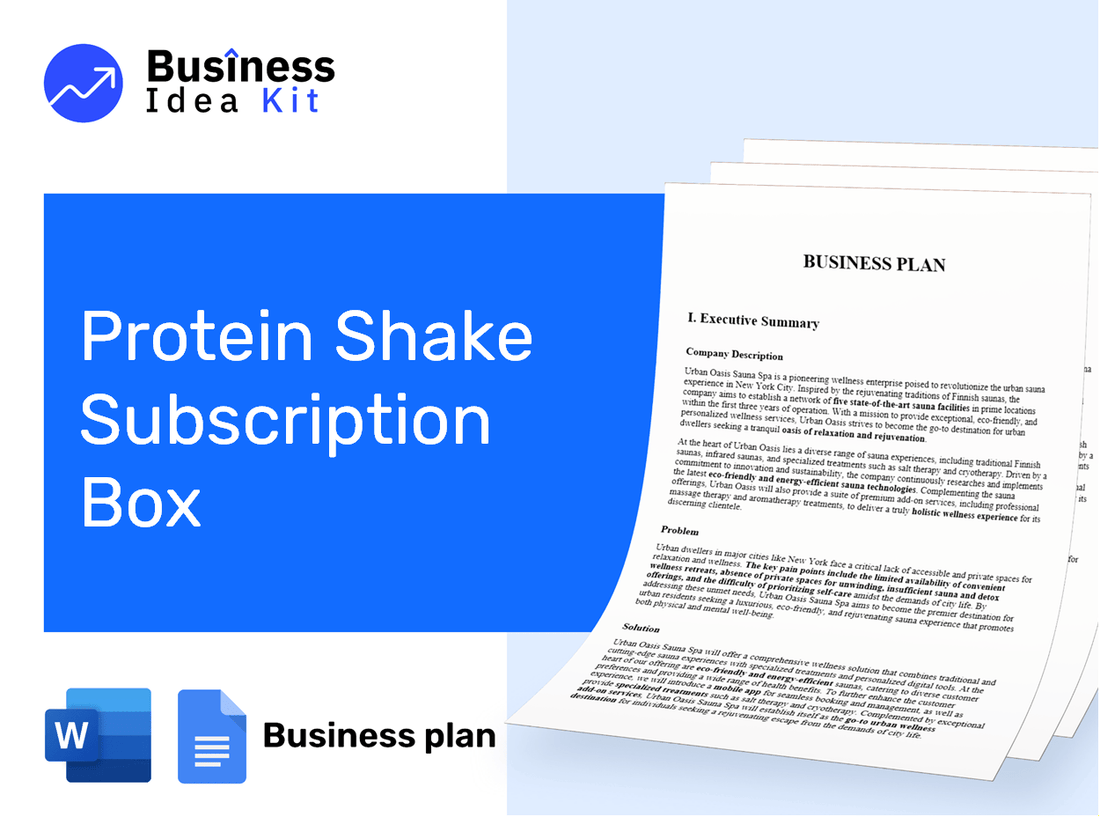 Protein Shake Subscription Box Business Plan Example