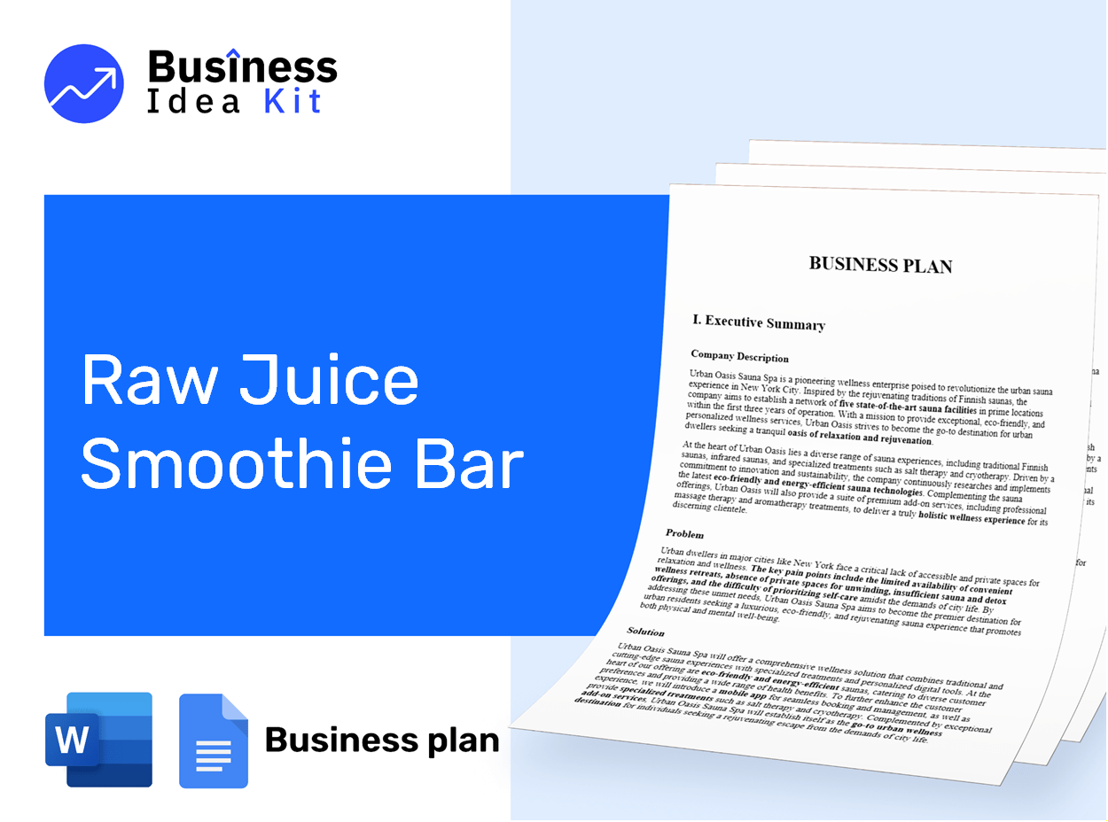 Raw Juice Smoothie Bar Business Plan Example