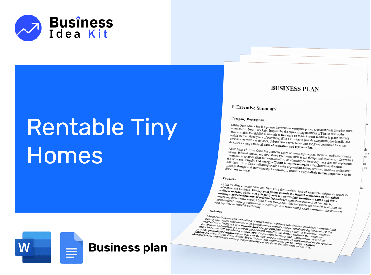 Rentable Tiny Homes Business Plan Example