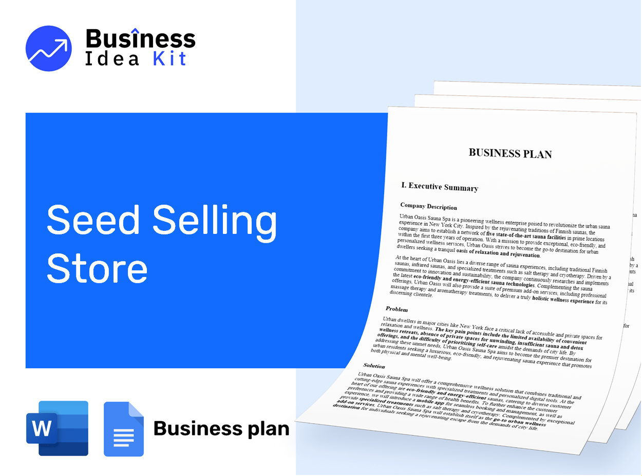 Seed Selling Store Business Plan Example