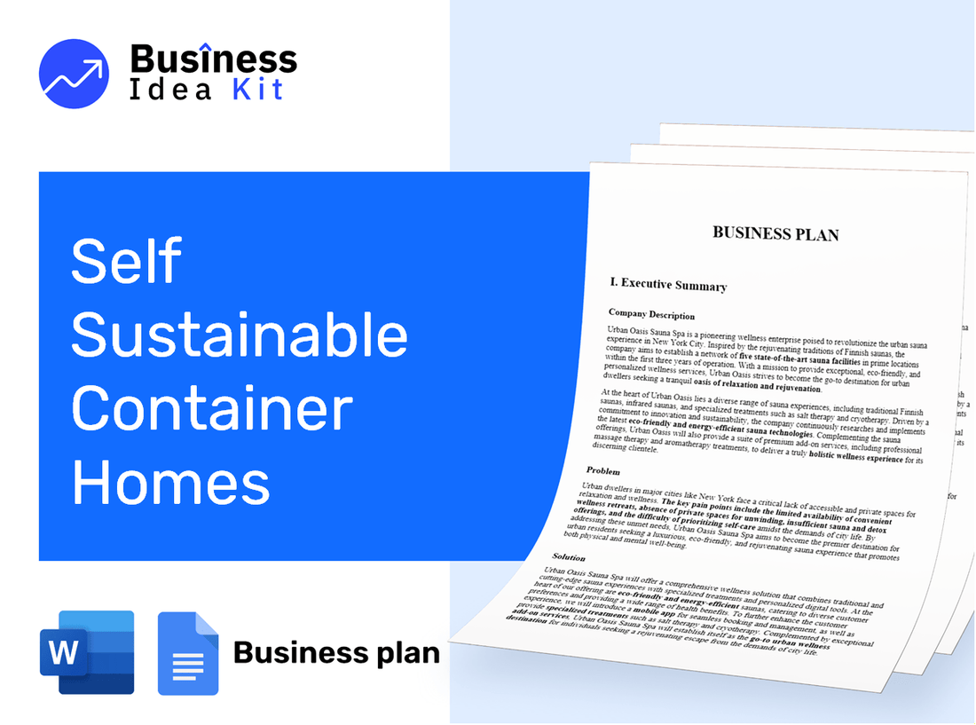 Self Sustainable Container Homes Manufacturer Business Plan Example