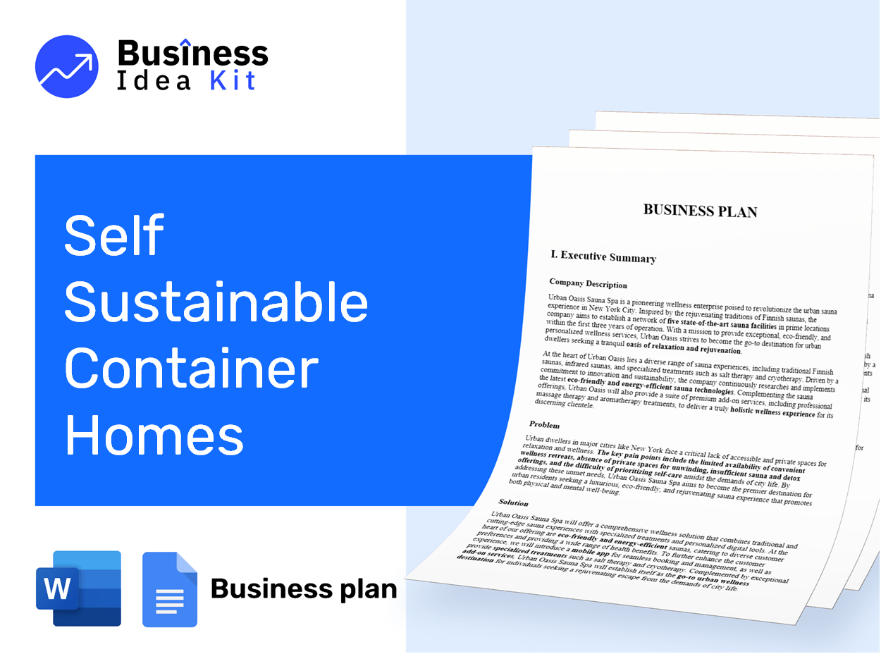 Self Sustainable Container Homes Manufacturer Business Plan Example