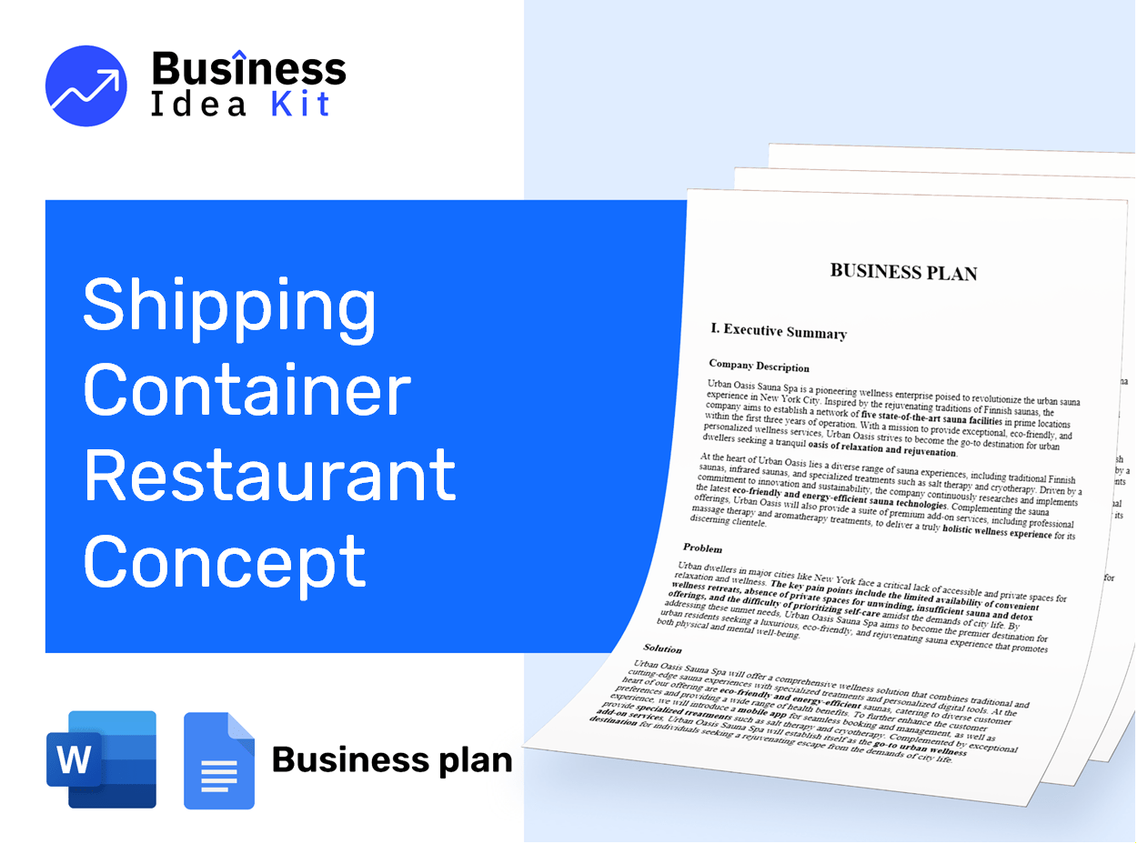 Shipping Container Restaurant Concept Business Plan Example