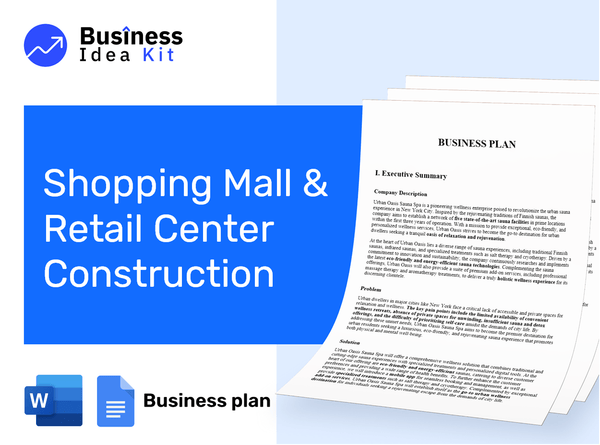 Shopping Mall And Retail Center Construction Business Plan Example