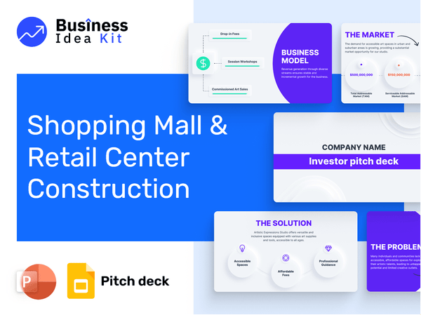 Shopping Mall And Retail Center Construction Pitch Deck Example