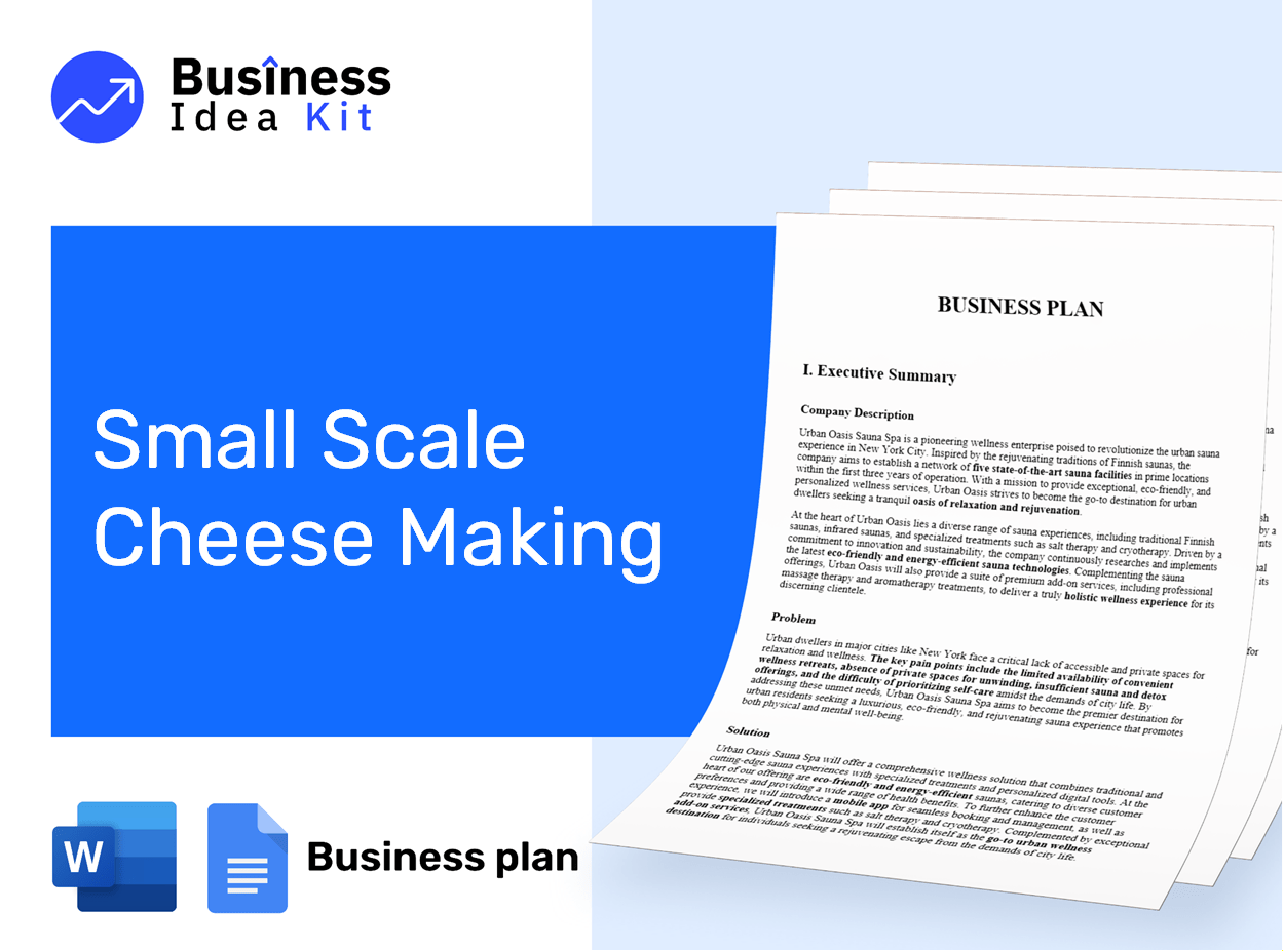Small Scale Cheese Making Business Plan Example