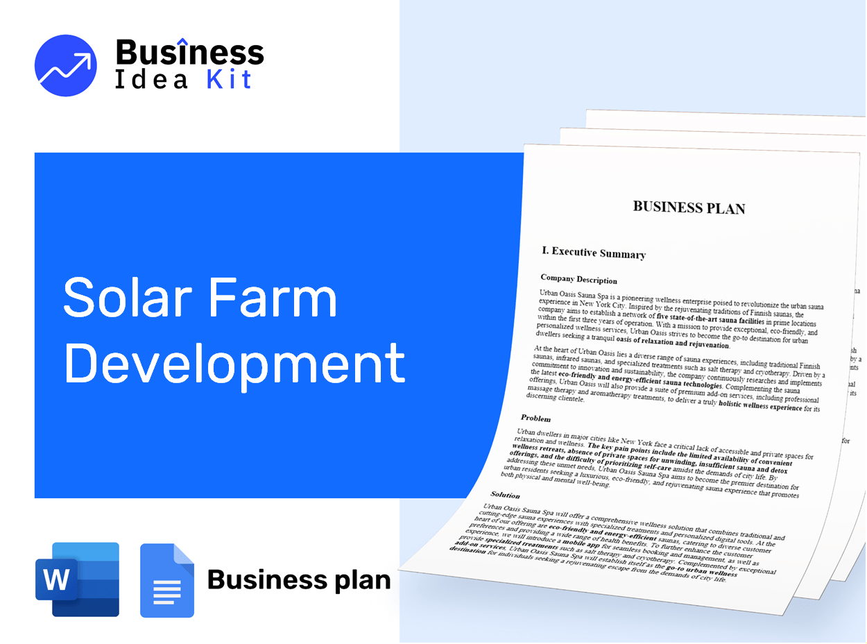 Solar Farm Development Business Plan Example