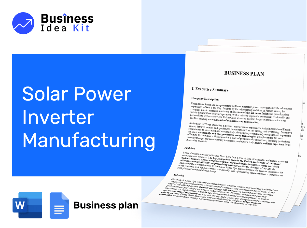Solar Power Inverter Manufacturing Business Plan Example